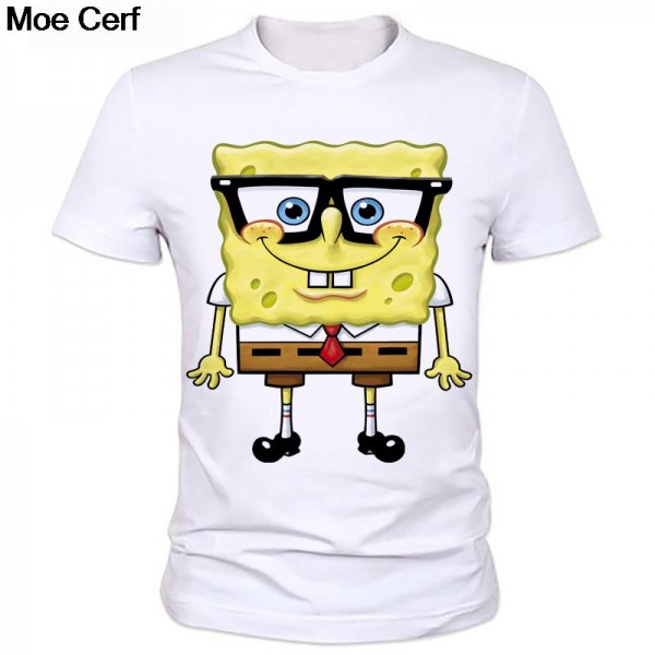 Summer men's cartoon printed T-shirt round neck T-shirt modal fashion factory outlets can be customized sponge Bob T-shirt 2-15#
