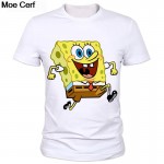 Summer men's cartoon printed T-shirt round neck T-shirt modal fashion factory outlets can be customized sponge Bob T-shirt 2-15#