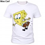 Summer men's cartoon printed T-shirt round neck T-shirt modal fashion factory outlets can be customized sponge Bob T-shirt 2-15#