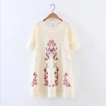 Summer style Fashion Women Lace stitching embroidery Mini Dresses Casual elegant Short sleeve dress Womens Clothing D776