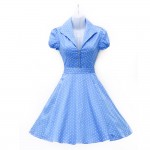 Summer style women tea dresses deep v neck cotton casual knee length Audrey Hepburn Vestidos 1950s vintage rockabilly dress 2017