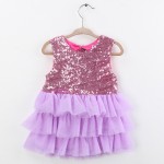 Sun Moon Kids Baby Sequined Girls Dress 2017 Summer Sleeveless Bow Girls Dress Party Birthday Girls Dress Princess Ball Gown