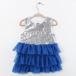 Sun Moon Kids Baby Sequined Girls Dress 2017 Summer Sleeveless Bow Girls Dress Party Birthday Girls Dress Princess Ball Gown