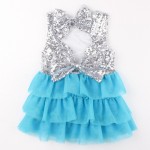 Sun Moon Kids Baby Sequined Girls Dress 2017 Summer Sleeveless Bow Girls Dress Party Birthday Girls Dress Princess Ball Gown