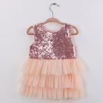 Sun Moon Kids Baby Sequined Girls Dress 2017 Summer Sleeveless Bow Girls Dress Party Birthday Girls Dress Princess Ball Gown