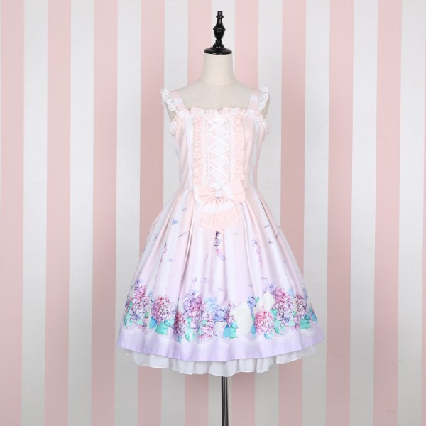 Sweet Pink Lolita Casual Dress  New Floral Printed Lolita JSK Dress