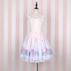 Sweet Pink Lolita Casual Dress  New Floral Printed Lolita JSK Dress by iDream