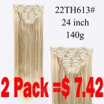 Synthetic Hair Extension Hairpiece 23" Synthetic Straight Hair Piece 16 Clip In Hair Extensions 6 pcs/set False Hair piece