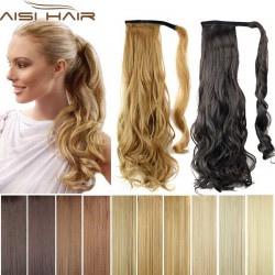 Synthetic Long Wavy Clip In Wrap Around Ponytail Fake Hair Extension False Hair Ponytails Pad Hairpiece pony Tail Curly Piece
