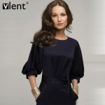 Sytiz Elegant Office Bodycon Dress Bow Bandage Belted Plus Size Long Party Dresses Evening Women Lantern Sleeve Pencil Dress 