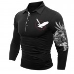 T-Shirt Men 2017 Brand Male Long Sleeve Solid Eagle Printing T-Shirts Mens Casual Mens Slim Slim Tee Tops XXL GTYRR