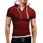 T Shirt Men Brand 2017 Fashion Men'S Hooded Collar Sling Design Tops & Tees T Shirt Men Short Sleeve Slim Male Tops XXXL NFSD