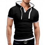 T Shirt Men Brand 2017 Fashion Men'S Hooded Collar Sling Design Tops & Tees T Shirt Men Short Sleeve Slim Male Tops XXXL NFSD