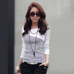 T Shirt Women Clothes 2017 Striped Tshirt Long Sleeve Tops Womens Clothing T-Shirts Cotton Casual Tee Shirt Femme Poleras Mujer