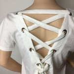 T Shirt Women Punk Tee Shirt Femme Woman Tops Sexy Backless Hollow Bandage 2017 Fashion Short Sleeve Femme Camisetas Feminina
