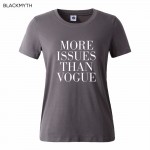 T shirt MORE ISSUES THAN VOGUE Print Cotton  For Lady Black White Women Tops