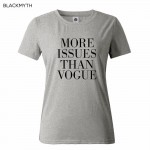 T shirt MORE ISSUES THAN VOGUE Print Cotton  For Lady Black White Women Tops