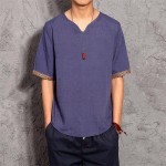T shirts Men Big Size Natural Linen T-shirt M-5XL Brand Male Loose V Neck Thin Cool Summer Casual Short Sleeve Tee Tops 2017