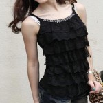 T10* 2017 Sexy Multilayer Lace Women's Lady Tanks Top Cotton Sleeveless Blouse Lace Vest T Shirt Camisole Singlets Free Shipping