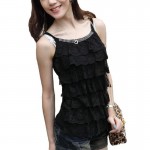 T10* 2017 Sexy Multilayer Lace Women's Lady Tanks Top Cotton Sleeveless Blouse Lace Vest T Shirt Camisole Singlets Free Shipping