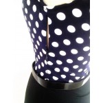 T'O Elegant Women Polka Dot Purple Blue Patchwork Sleeveless Vintage Dresses Office Lady Work Business Bodycon Pencil Dress 247 