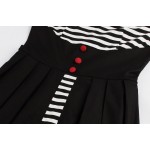 T'O Stripe 3/4 Sleeve Swing Dress 4xl 5xl Plus Size Button Tunic Ruffled A Line Prom Party Club Casual Autumn Spring Dress 339