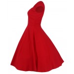 T'O Womens Elegant Sexy Hot Audrey Hepburn Solid Red/Black V Neck Sleeveless Tunic Casual Party Club Clubwear Swing Dress 237