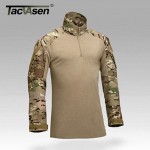 TACVASEN Tactical t-shirts military us army combat t-shirt cargo multicam Airsoft paintball clothing with knee pads TD-JNSZ-002