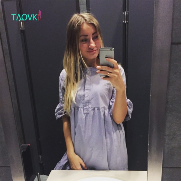 TAOVK Russian style design new 2016 women Summer dress O-neck Lotus sleeves and Lotus leaf hem dress