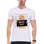 TEEHEART Men's Bad Cat Police Dept Print T-Shirt Cool Cat t shirt men summer White T shirt  hipster Tees la062