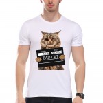 TEEHEART Men's Bad Cat Police Dept Print T-Shirt Cool Cat t shirt men summer White T shirt  hipster Tees la062