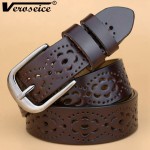 [TG] Hot Sale Unique Genuine Leather Women Belt Cowhide Punched Strap All Match Jeans Female Belts For Women High Quality