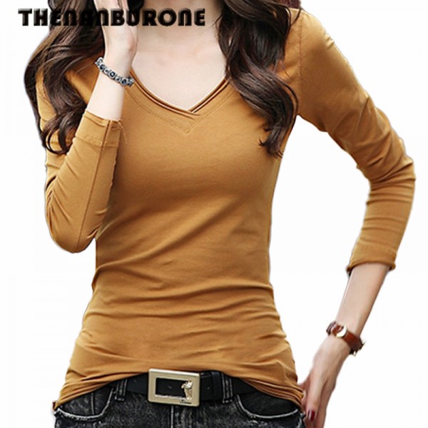 THENANBURONE Basic T Shirt Women Long Sleeve Womens Tops 2017 Spring Autumn Tee Shirt Femme New Fashion T-Shirt Cotton Tshirt