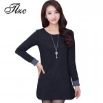 TLZC All Match Lady Short Dress Bottoming Dress Large Size M-4XL Women Black O-neck Dress Female Autumn Cotton Dress