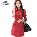 TLZC Autumn & Spring Lady Slim Long Trench Plus Size L-4XL Korean Style Adjustable Waist Double Breasted Woman Fashion Coats