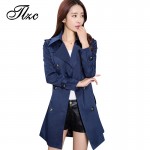 TLZC Autumn & Spring Lady Slim Long Trench Plus Size L-4XL Korean Style Adjustable Waist Double Breasted Woman Fashion Coats