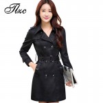 TLZC Autumn & Spring Lady Slim Long Trench Plus Size L-4XL Korean Style Adjustable Waist Double Breasted Woman Fashion Coats
