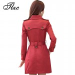 TLZC Autumn & Spring Lady Slim Long Trench Plus Size L-4XL Korean Style Adjustable Waist Double Breasted Woman Fashion Coats