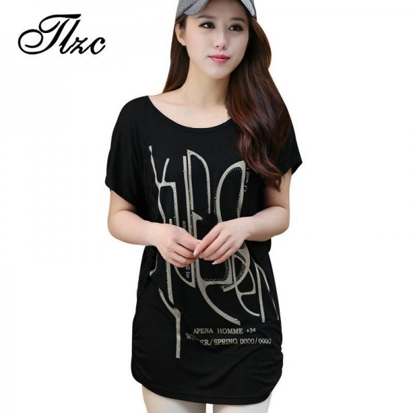 TLZC Batwing Sleeve Women Loose T-shirt Large Size L-4XL Pure Color Short Sleeve O-neck Lady Casual Tees Drop Shipping