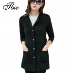 TLZC Belt Decorate Lady Slim Jackets Plus Size L-4XL Korean Trendy Big Pockets Design Single Breasted Charm Woman Fashion Coat