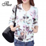 TLZC New Floral Printed Lady Thin Coats Plus Size M-4XL Autumn Vintage Sweet Women Bomber Jackets Holiday Clothing