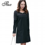 TLZC Solid Color Top Quality Women Casual Dress Pockets & Plaid Straight Dress Korean Style Lady Loose Dress Large Size XL-5XL