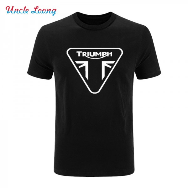 TRIUMPH MOTORCYCLE Letter Print T Shirt for men Cotton Short Sleeve Print Hip Hop O-Neck Men's Clothing Casual Tops Tees
