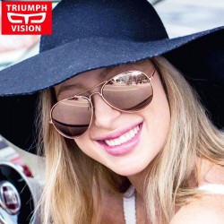 TRIUMPH VISION HD Polarized Aviator Sunglasses Women Pink Mirror Pilot Polaroid Sun Glasses For Women Brand Shades Oculos Female