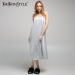 [TWOTWINSTYLE] 2017 Summer Long Dresses Female Sex Beach Dress for Women's Metal Chain Straps Backless Clothes New Big Size