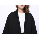 [TWOTWINSTYLE] 2017 new print big pocket long trench women coat black windbreaker thin clothing fashion