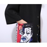 [TWOTWINSTYLE] 2017 new print big pocket long trench women coat black windbreaker thin clothing fashion