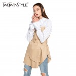 TWOTWINSTYLE Long Sleeve Striped Patchwork Lace Up Shirt Dress Female Blouse Pullover Bandage Dresses Women Clothing Autumn 2017