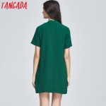 Tangada Fashion Summer Women Vintage Green Chiffon Straight Dresses Short Sleeve Halter Neck Sexy Casual Vestidos Feminina 