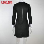 Tangada winter School dresses fashion women office black dress with white collar Casual Slim vintage brand vestidos plus size 